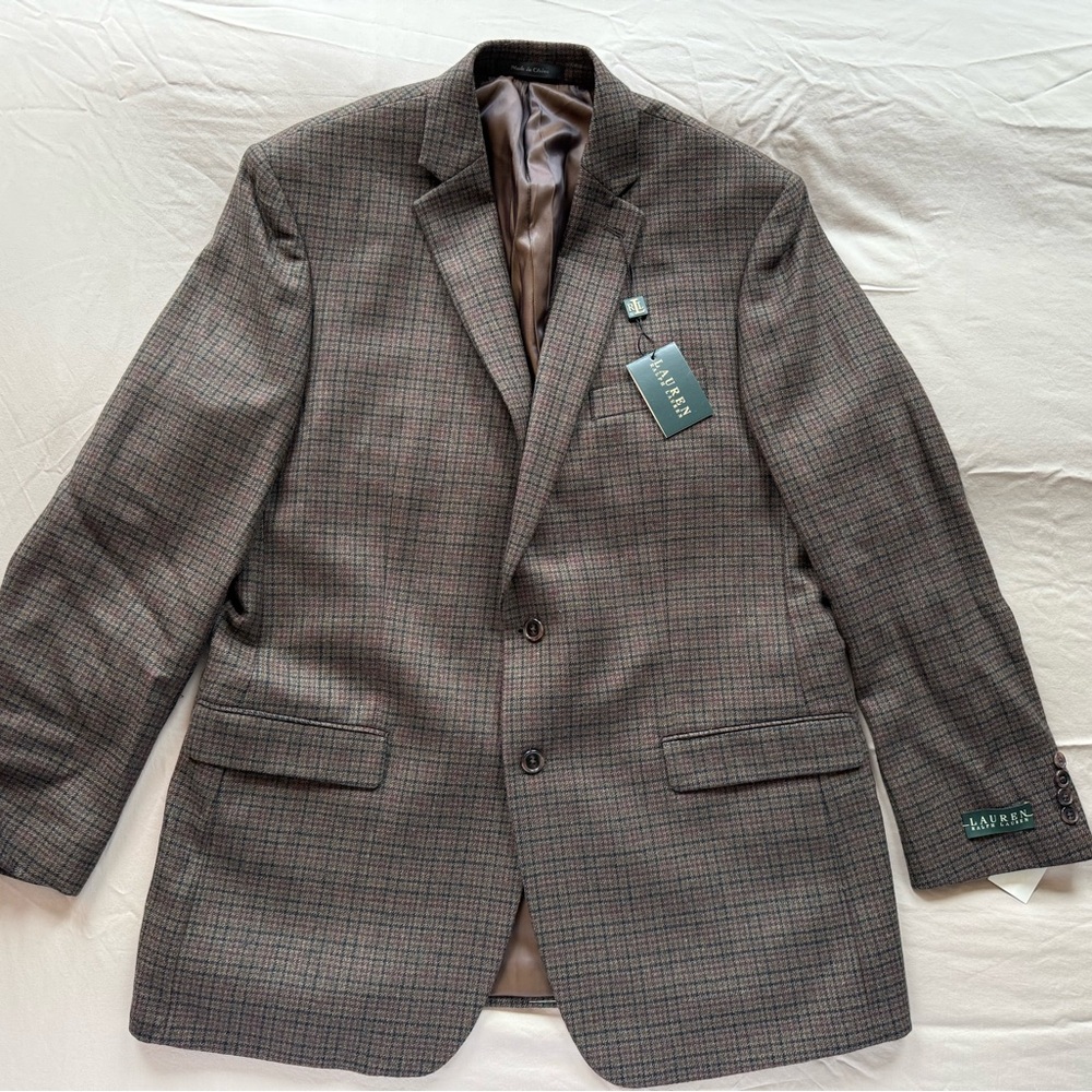 Men’s Lauren Ralph Lauren Checkered Brown Blazer 44L Brand new with tags NWT